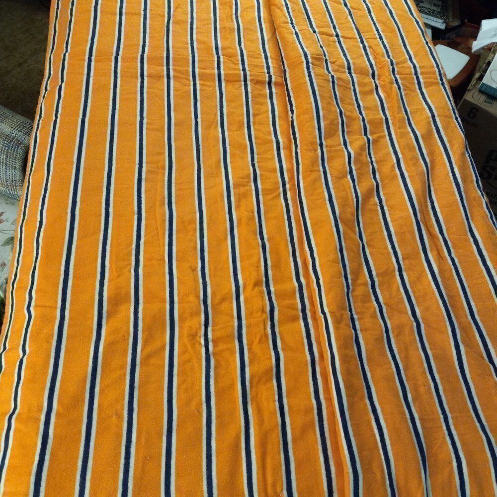 Vintage Syracuse Colors Handmade Upcycled Wool/Cotton Front Tied Quilt